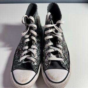 Women’s Size 6 Converse Black and Silver  Speckled High-Top Sneakers
